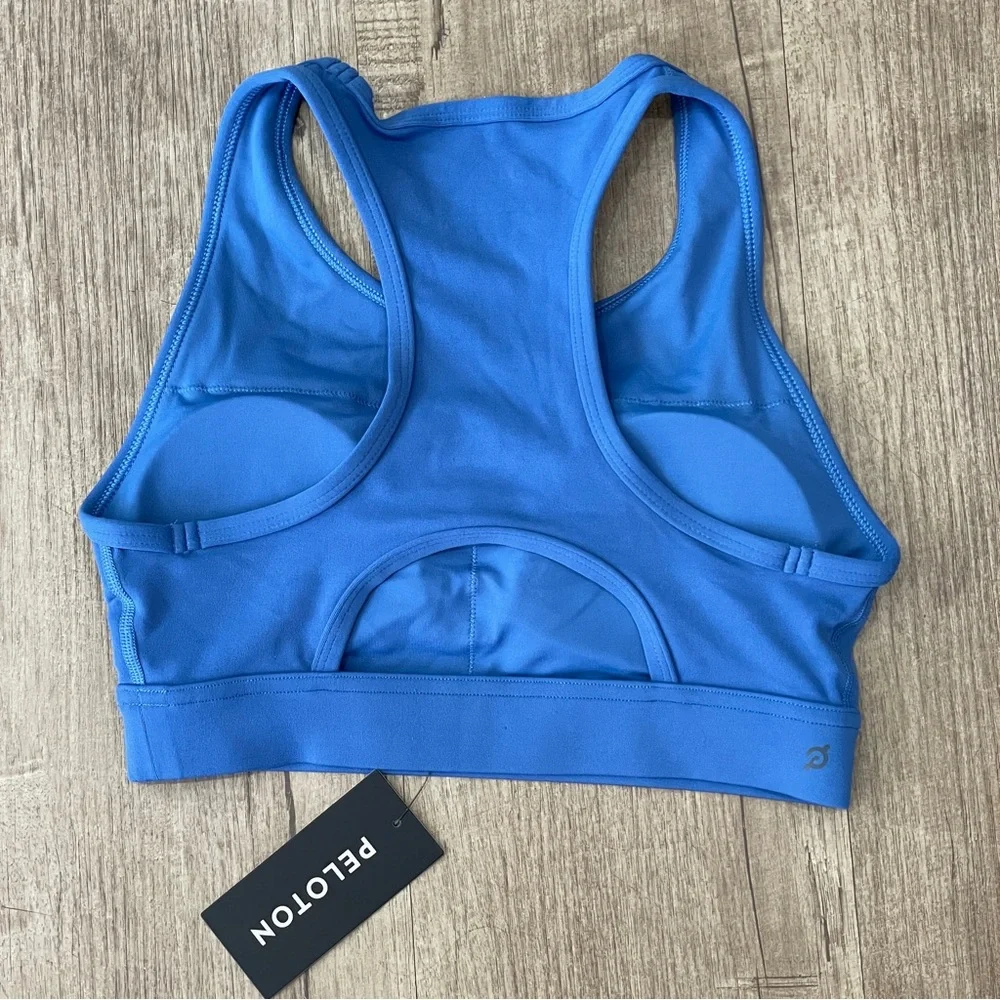 NEW Peloton Womens High Neck Racerback Sports Bra Blue Medium Support NWT Size S